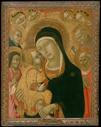 Madonna ja lapsi pyhien Johannes Kastajan, Hieronymuksen, Pietari Marttyyrin..., n. 1425-ennen n. 1467. tekijältä Sano di Pietro