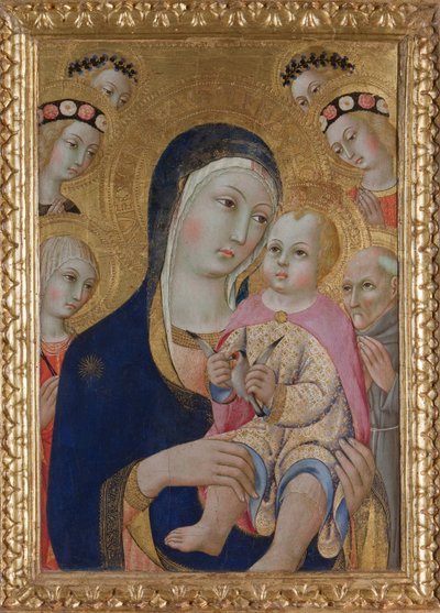 Madonna lapsen kanssa, pyhät Apollonia ja Bernardino ja neljä enkeliä, n. 1460 tekijältä Sano di Pietro