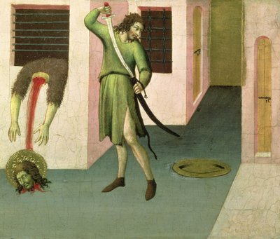 Pyhän Johannes Kastajan pään mestaus (tempera taulussa) (katso myös 53648) tekijältä Sano di Pietro