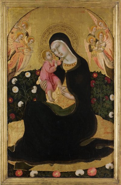 Neitsyt ja lapsi enkelien kanssa Nöyryyden Madonna, 1400-luvun puoliväli. tekijältä Sano di Pietro