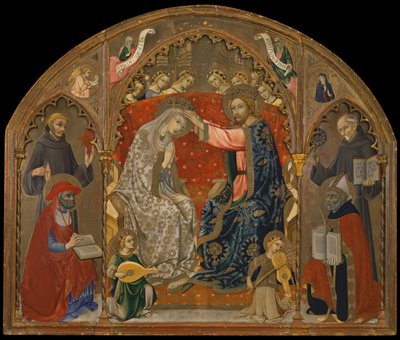 Neitsyen kruunaus pyhien kanssa (maalaus puulle) tekijältä Sano di also Ansano di Pietro di Mencio Pietro