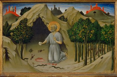 Pyhä Hieronymus katuvainen ... tekijältä Sano di also Ansano di Pietro di Mencio Pietro
