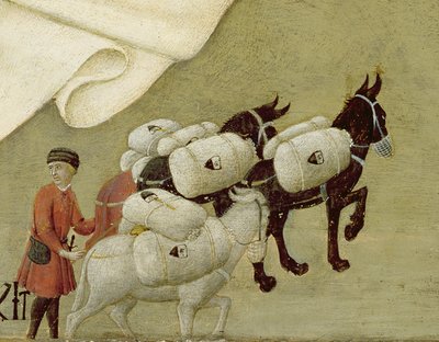 Neitsyen ilmestyminen paavi Calixtus III:lle (1378-1458) 1455-58 (öljy paneelille) (yksityiskohta 169574) tekijältä Sano di also Ansano di Pietro di Mencio Pietro