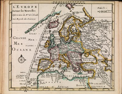Kartta Nasjonalbibliotekets kartsamling. Kartta er gitt ut i (1690-1708) ja Europa tekijältä Sanson chez Mortier