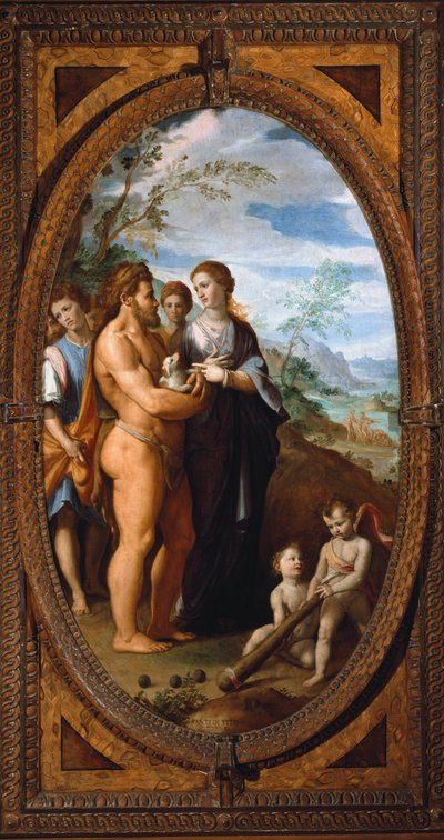 Hercules ja Omphale (öljy kankaalle tekijältä Santi di Tito