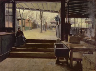 Keittiö tai laboratorio Moulin de la Galettessa, Pariisi (öljy kankaalle) tekijältä Santiago Rusinol i Prats