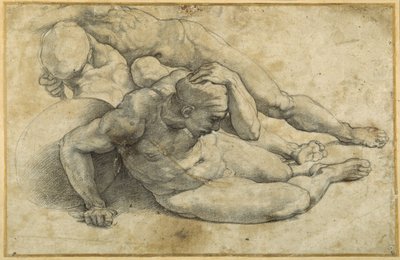 Kolmen sotilaan tutkimus ylösnousemukseen (musta liitu paperilla) tekijältä Sanzio of Urbino (workshop) Raphael