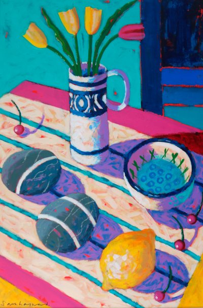 Asetelma # , 2025 (akryyli laudalle) tekijältä Sara Hayward