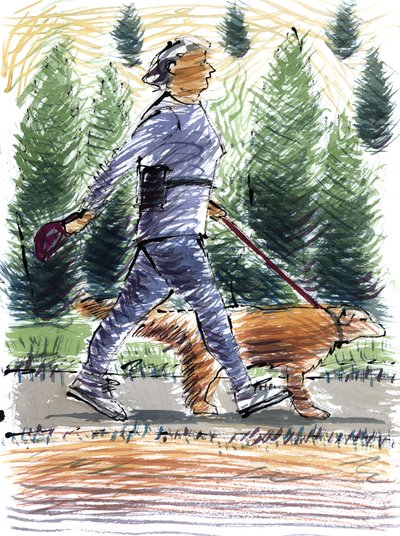 Walking the Dog, 2009 (akryyli) tekijältä Sara Hayward