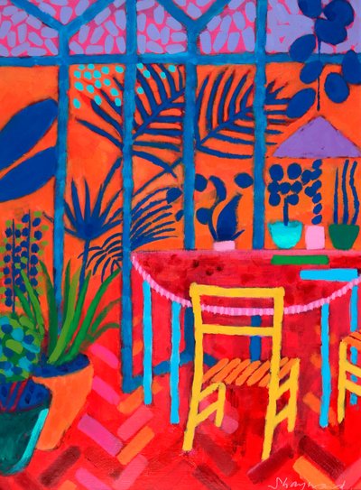 Keltainen tuoli, 2023 (akryyli laudalle) tekijältä Sara Hayward