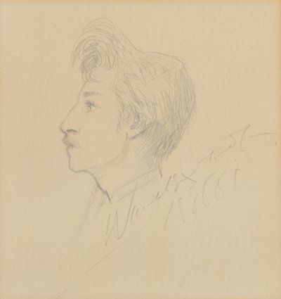 W. Graham Robertsonin muotokuva, päivätty (grafiitti paperille) tekijältä Sarah Bernhardt