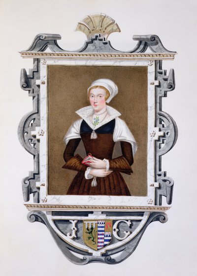 Lady Jane Grayn (1537-54) muotokuva "Nine-Days Queen" kirjasta "Memoirs of the Court of Queen Elizabeth", julkaistu vuonna 1825 (wc ja guassi paperilla) tekijältä Sarah Countess of Essex