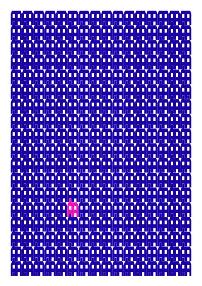 Blue Paper House Repeat Print, 2014 (grafiikan giclee-tulostus) tekijältä Sarah Evans