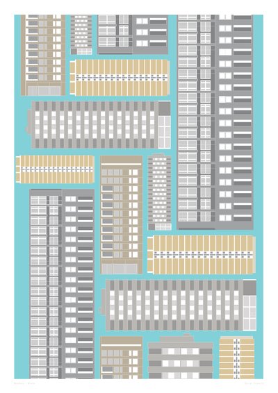 Modern Block, 2014 (grafiikan giclee-tulostus) tekijältä Sarah Evans