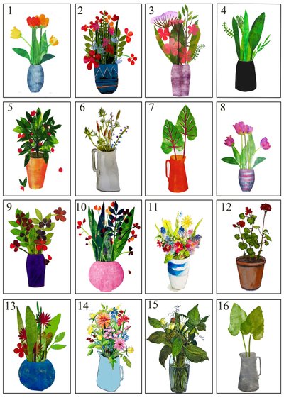 Ruukut ja maljakot 2021 (muste paperille) tekijältä Sarah Thompson-Engels