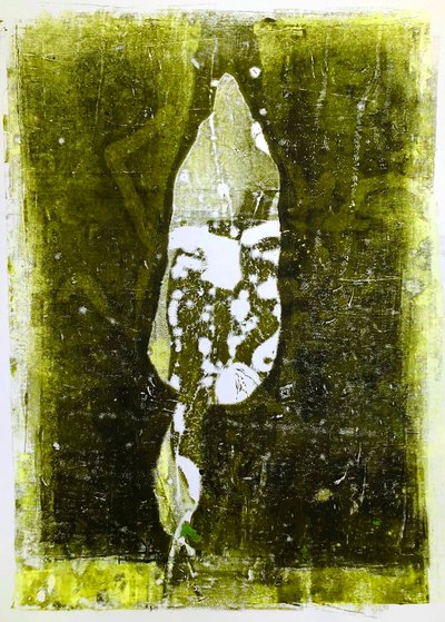 "Abstract leaf" 2020 (monoprintti) tekijältä Sarah Thompson Engels