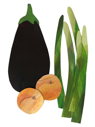 parsa, aprikoosit, munakoiso, 2019 (kollaasi) tekijältä Sarah Thompson Engels