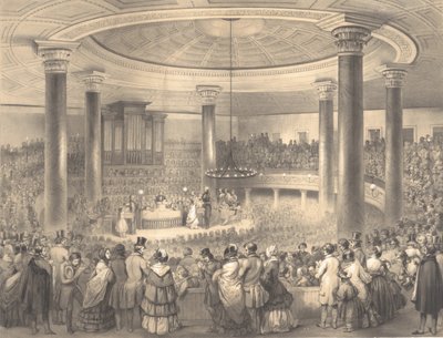 American Art Unionin palkintojen jako Tabernaclessa, Broadwaylla, 24. joulukuuta 1...1847 tekijältä Sarony and Co