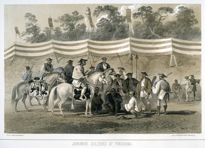 Japanilaiset sotilaat Yukuhamassa, Japanissa, n. 1845 tekijältä Sarony and Co