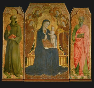 Polyptyykki. Keskellä: Madonna ja lapsi ... tekijältä Sassetta (c.1392 1450)