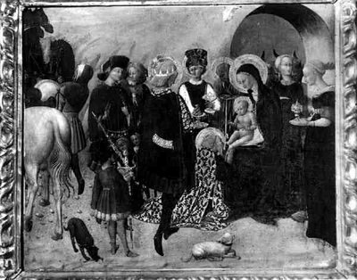 The Adoration of the Magi (tempera paneelissa) (m/w kuva) tekijältä Sassetta (c.1392 1450)