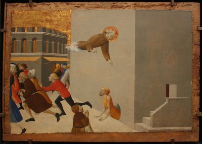 Siunattu Ranieri vapauttaa köyhät firenzeläisestä vankilasta Borgo del Santo Sepolcro alttaritaulusta, 1437-1444 tekijältä Sassetta