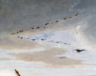 Linnut V-muodostelmassa, yksityiskohta Mariuksen voitosta, maalaus Francesco Saverio Altamura (1822-1897), öljy kankaalle, 234x352 cm, Italia tekijältä Saverio Altamura