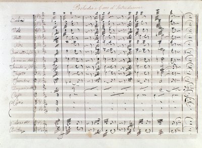 Ensimmäinen sivu Mercadanten oopperan Il bravo (1842) alkusoittosta tekijältä Saverio Mercadante