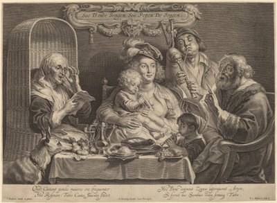 Perhekonsertti (Kuten vanha laulaa, niin nuori twitter) tekijältä Schelte Adams Bolswert after Jacob Jordaens