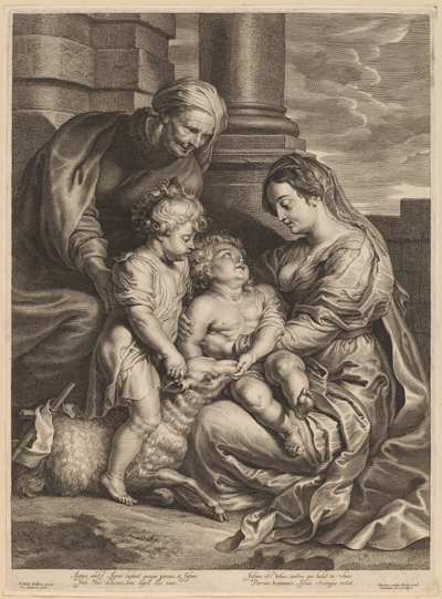 Neitsyt ja lapsi Pyhän Annan ja Pyhän Johanneksen kanssa tekijältä Schelte Adams Bolswert, after Sir Peter Paul Rubens