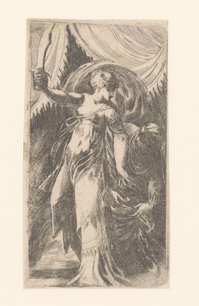 Judith Holofernesin pään kanssa pussissa tekijältä Schiavone (attributed to)