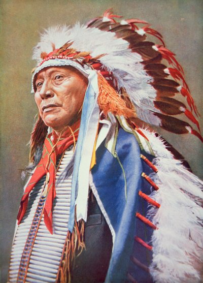 Chief Hollow Horn Bear (1850-1913) (väri litho) tekijältä School American