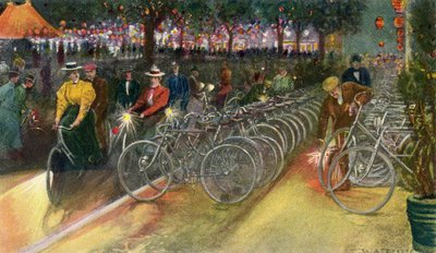 Pyöräilijöitä New Yorkissa, noin 1890, Henry Collins Brownin kirjasta 
