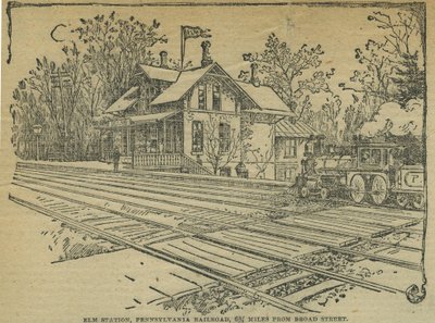 Elm Station, West Philadelphia, Pennsylvania Railroad, USA (litho) tekijältä School American