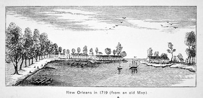 New Orleans vuonna 1719 (litho) tekijältä School American