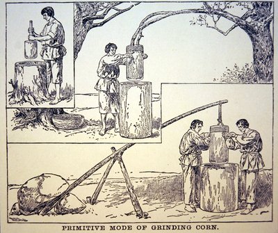 Primitiivinen menetelmä maissin jauhamiseen (litho) tekijältä School American