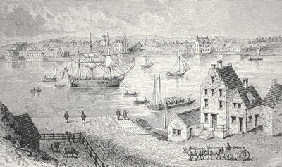 Lautta, New York, n. 1750 (litho) tekijältä School American