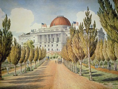 Näkymä Capitolille (väri litho) tekijältä School American