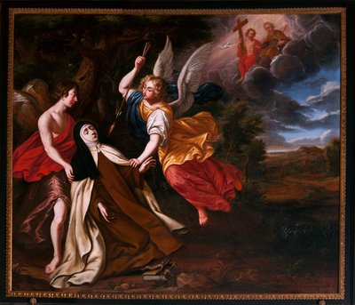 Pyhän Teresan ekstaasi. 1692 (maalaus) tekijältä School Belgian