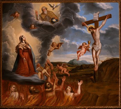 Pyhän Marian välitys kiirastulille. 1600-luvun loppu (maalaus) tekijältä School Belgian