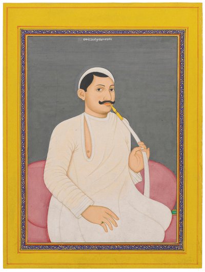 Istuva muotokuva Ram Chandra Lahirista, Cooch Bewarin Dewanista (1829 - 1842, n. 1840 (läpinäkymättömät pigmentit kullalla korostettuina paperilla) tekijältä School Bengali