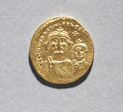 Solidus Herakleioksen ja hänen poikansa Heraklius Konstantinuksen kanssa (kääntöpuoli), n. 616-625 (kulta) (katso kääntöpuoli CVL 499741) tekijältä School Byzantine