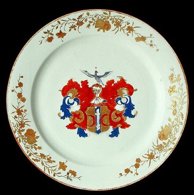 Kiinalainen Imari-posliinilaturi Amsterdamin Valckenierin käsivarsilla, n. 1750 (posliini) tekijältä School Chinese