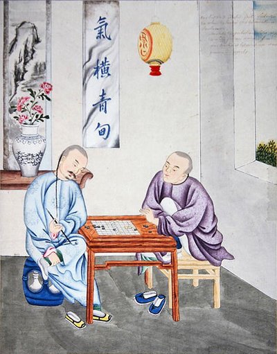 Strategiapeli Kiinassa 1700-luvun lopulla (akvarelli paperille) tekijältä School Chinese