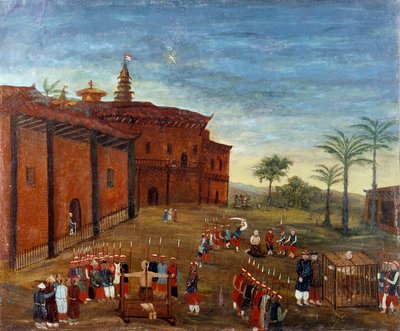 Kiinalainen taide: kohtauksia vankien kidutuksesta ja kidutuksesta. 1800-luvun maalaus - kiinalainen taide: kohtauksia vankien kidutuksesta ja teloituksista. 1800-luvun maalaus. Louvre-museo, Pariisi tekijältä School Chinese