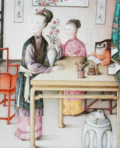 Yksityiskohta Imperiumin kantonin paneelista, Qianlong-kaudelta tekijältä School Chinese