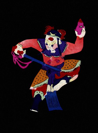 Pekinin oopperan mieshahmo. Maalattu paperileikkaus eli "Jian Zhi", kiinalaista kansantaidetta, Pekin. tekijältä School Chinese