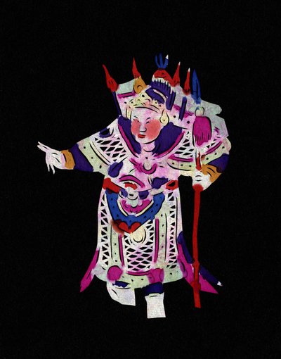 Pekinin oopperan mieshahmo. Maalattu paperileikkaus eli "Jian Zhi", kiinalaista kansantaidetta, Pekin. tekijältä School Chinese