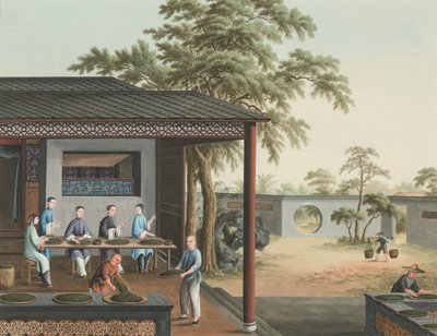 Teetuotanto, n. 1820 (bodycolor ja kultamaali silkille paperille levitettynä). tekijältä School Chinese