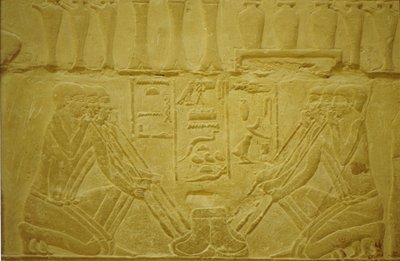 Muinainen Egypti, seinäkaiverrus, Kultaa sulattavat jalokivikauppiaat, Merereuka Mastaba/hauta, 6. dyn, Saqqara, Egypti (kuva) tekijältä School Egyptian